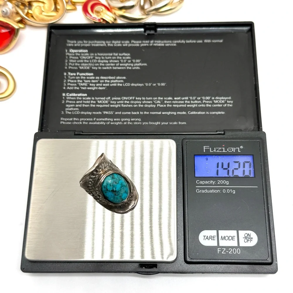 Didae Artisan Silver Ring and Turquoise Stone Ring Shablool Size 7 1/2 - Picture 13 of 13